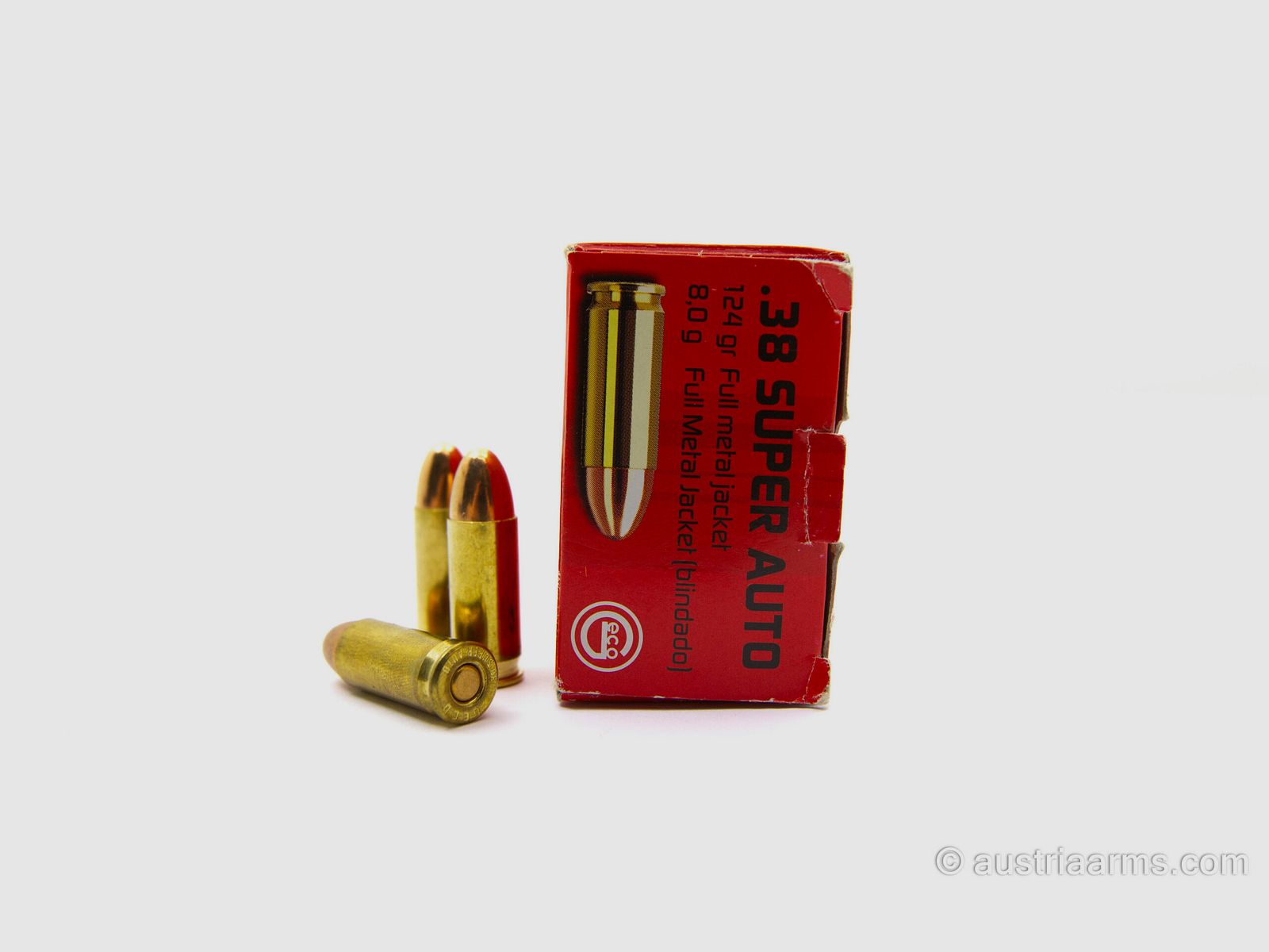 Geco .38 SUPER AUTO FMJ 124grs – Full Metal Jacket, image 2 of 2