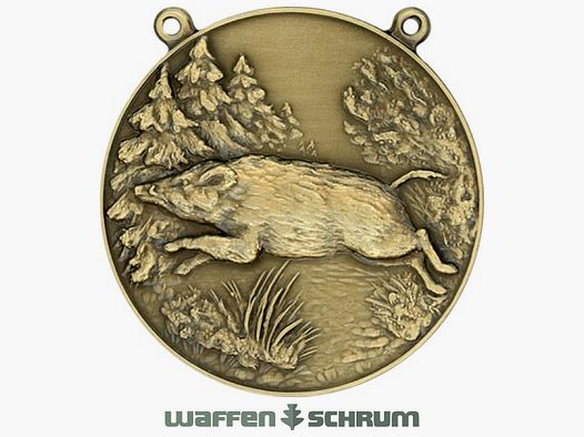 Steinhauer&Lück Medaille Wildschwein m. Kette Bronzefarbig