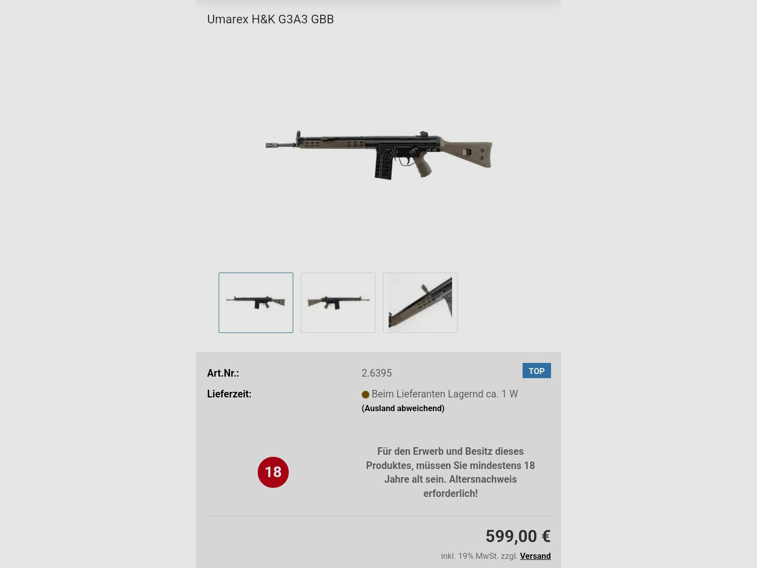 Vfc G3 licence de fabrication Heckler und Koch, comme neuf Airsoft. 500 €