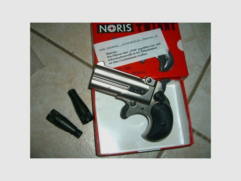 Noris Twinny Derringer matt vernickelt - schwarze Griffschalen !
