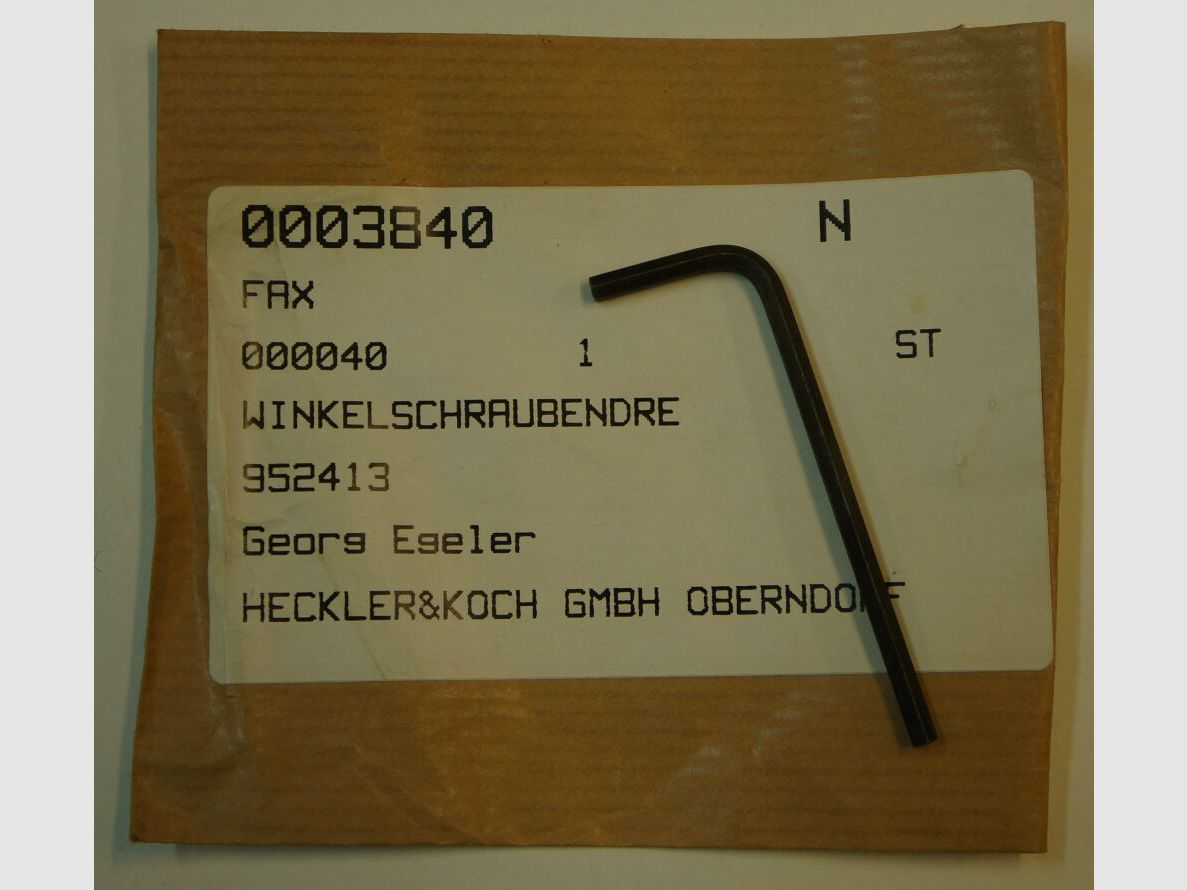 Heckler & Koch Winkelschraubendreher,Montageschlüssel für Schnellspannmontage Heckler&Koch HK H+K HK300/HK270/SL6/SL7/HK770/HK630