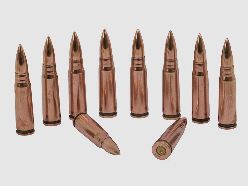 Dekopatronen fĂĽr Sturmgewehr Kalashnikov AK 47 Kaliber 7,62 x 39 mm Kurzpatrone M 43 blinde Originalpatronen Kupfer 10 StĂĽck (P18)