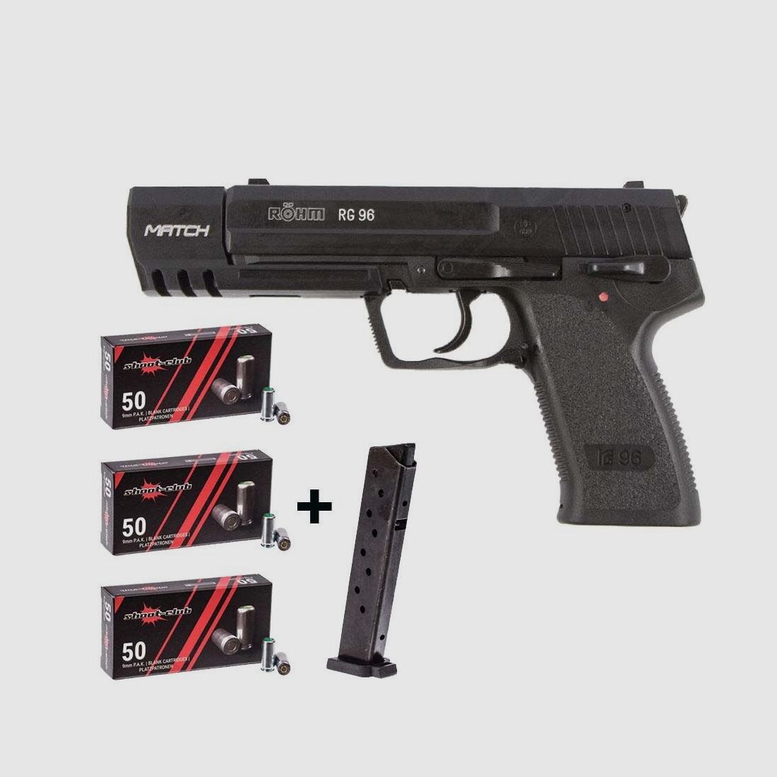 Röhm RG 96 MATCH brüniert 9 mm P.A.K. Platzpatronen-Set