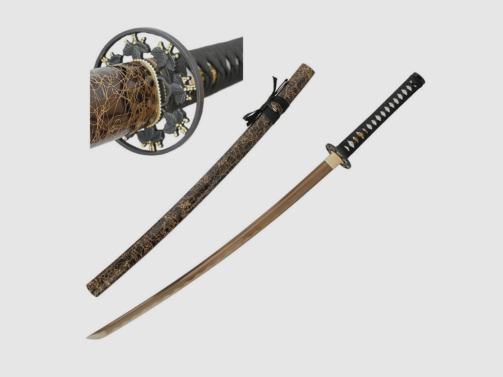 Złoty samurajski katana z złotą klingą