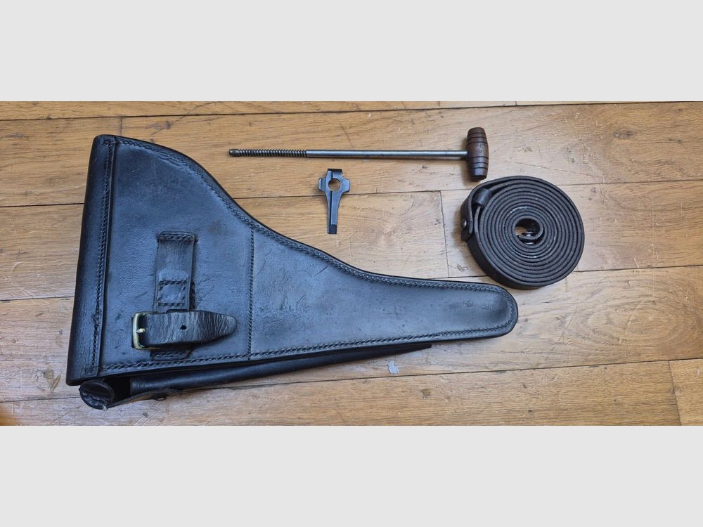 Bardzo ładne etui na pistolet Luger P04 Marynarki – Wykonanie LOH Söhne w Berlinie – Pierwszy wczesny model – Narzędzia kluczowe DMW i lanca morska – Wysokiej jakości, bardzo miękka skóra w doskonałym stanie na wszystkich szwach – Z bardzo rzadkim paskiem do noszenia! - TBE++, zdjęcie 15 z 23