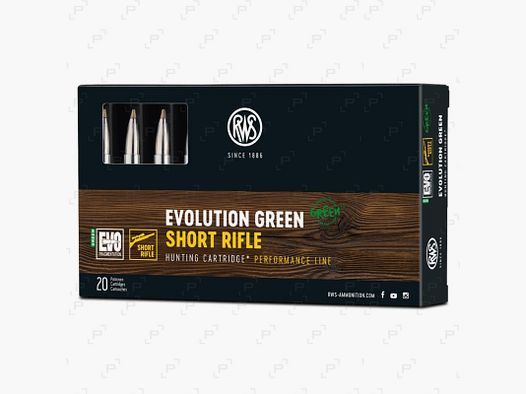 Box mit 20 Patronen für Großwild RWS EVO GREEN SHORT RIFLE Kaliber .308 WIN - 139 GR (BLEIFREI)