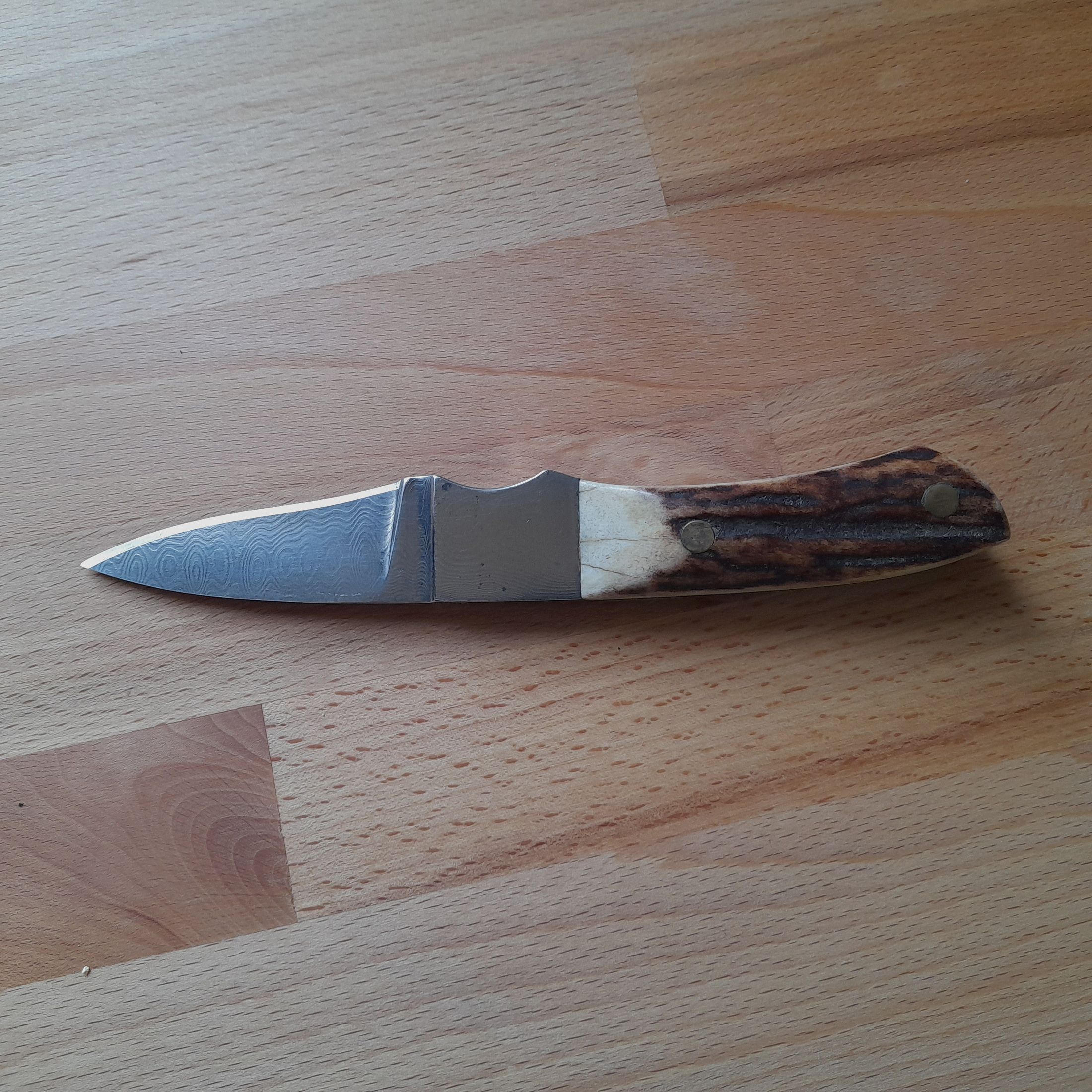 Damast Jagdmesser von Heinz Denig Handgeschmiedet aus der Eisenschmiede in Trippstadt Pfalz