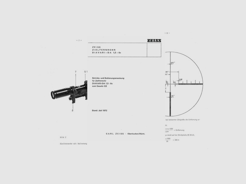 Nachdruck Beschreibung Zielfernrohr für G3 Zeiss DIAVARI 1,5 - 6x