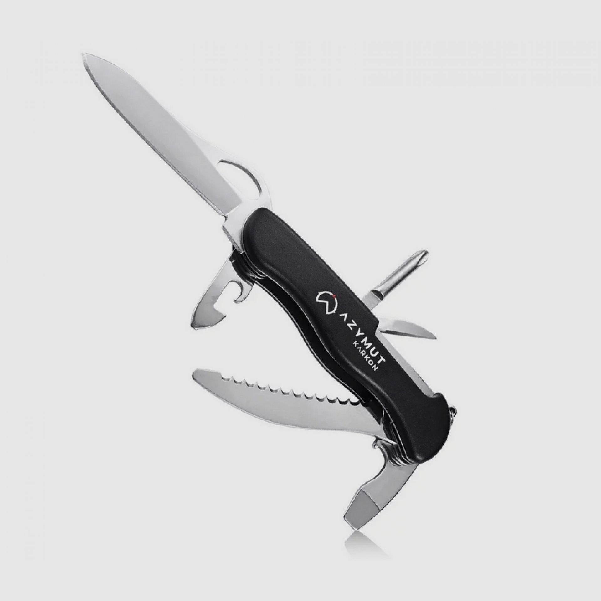 Taschenmesser AZYMUT Karkon – 9 Werkzeuge + Etui, 113 mm, schwarz (HK20018), Bild 1 von 10