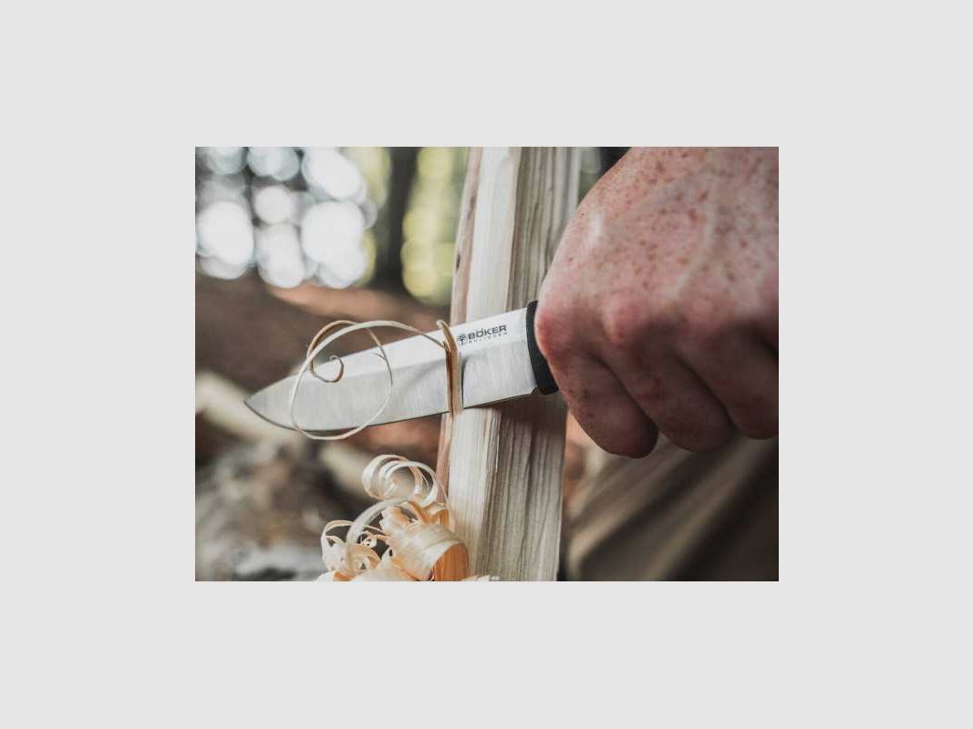 Böker Bronco mes met leren schede + vuurstaal