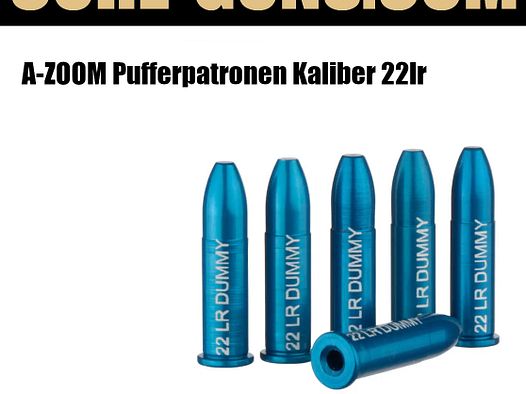 A-Zoom A-Zoom Übungspatronen BLUE – 6 Stück Pufferpatronen Kaliber 22lr	 Pufferpatronen auf Anfrage auch in anderen Kalibern