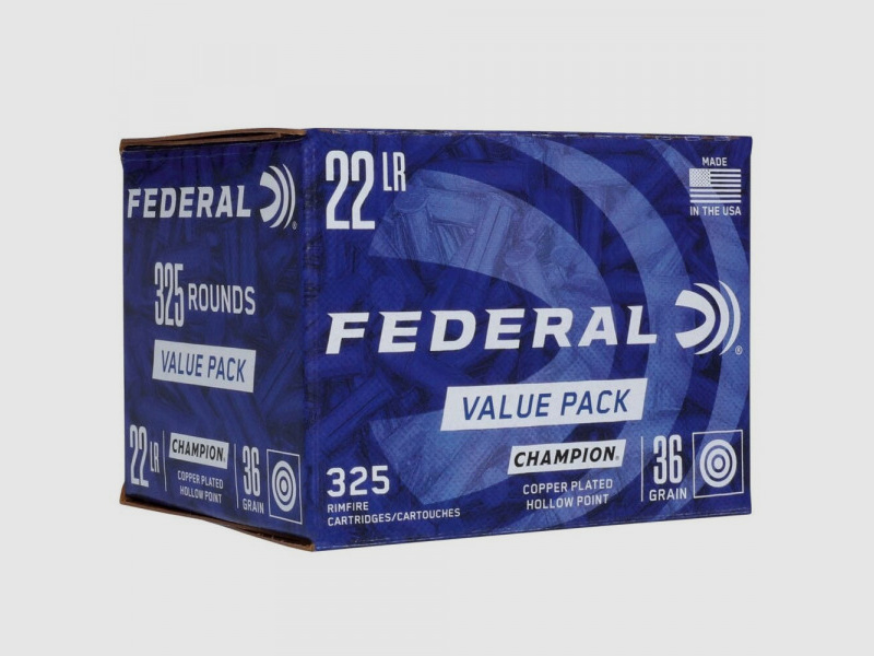 FEDERAL CHAMPION - COOPER PLATED HOLLOW POINT - .22LR - 36 GRS. 325 SHOTS