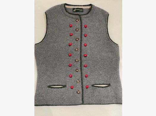 Merino wool vest in gray with flowers