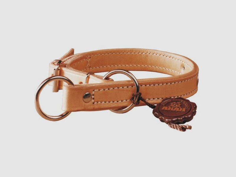 AKAH Hunde-Halsband Würger genäht Naturleder 40cm SONDERPREIS - Lagerrest
