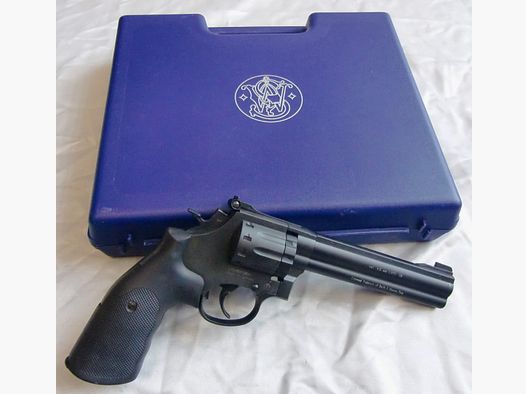 CO2-Revolver Smith & Wesson, Mod. 586, gut erhalten, incl. Zubehör, AB 1,--EUR STARTGEBOT!