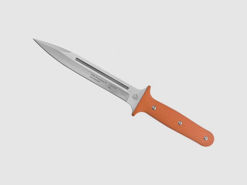 PUMA XP pig sticker 13, Abfangmesser, Orange G10 mit Fischhaut, Kydex Scheide