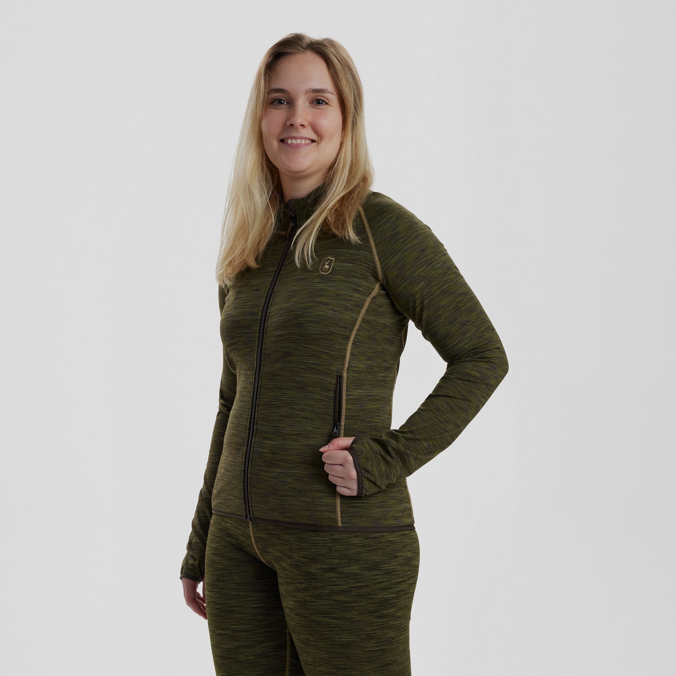 Dames Geïsoleerde Fleece - Groene Melange - Damesmaat: 36