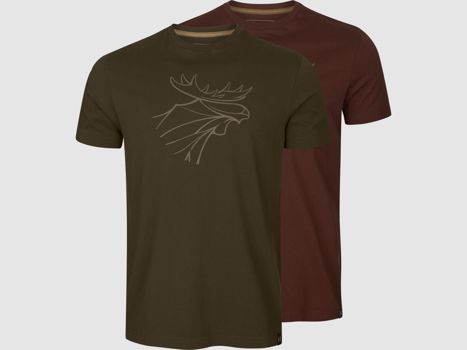 Härkila Graphic T-Shirt 2-Pack Willow Green/ Burgundy