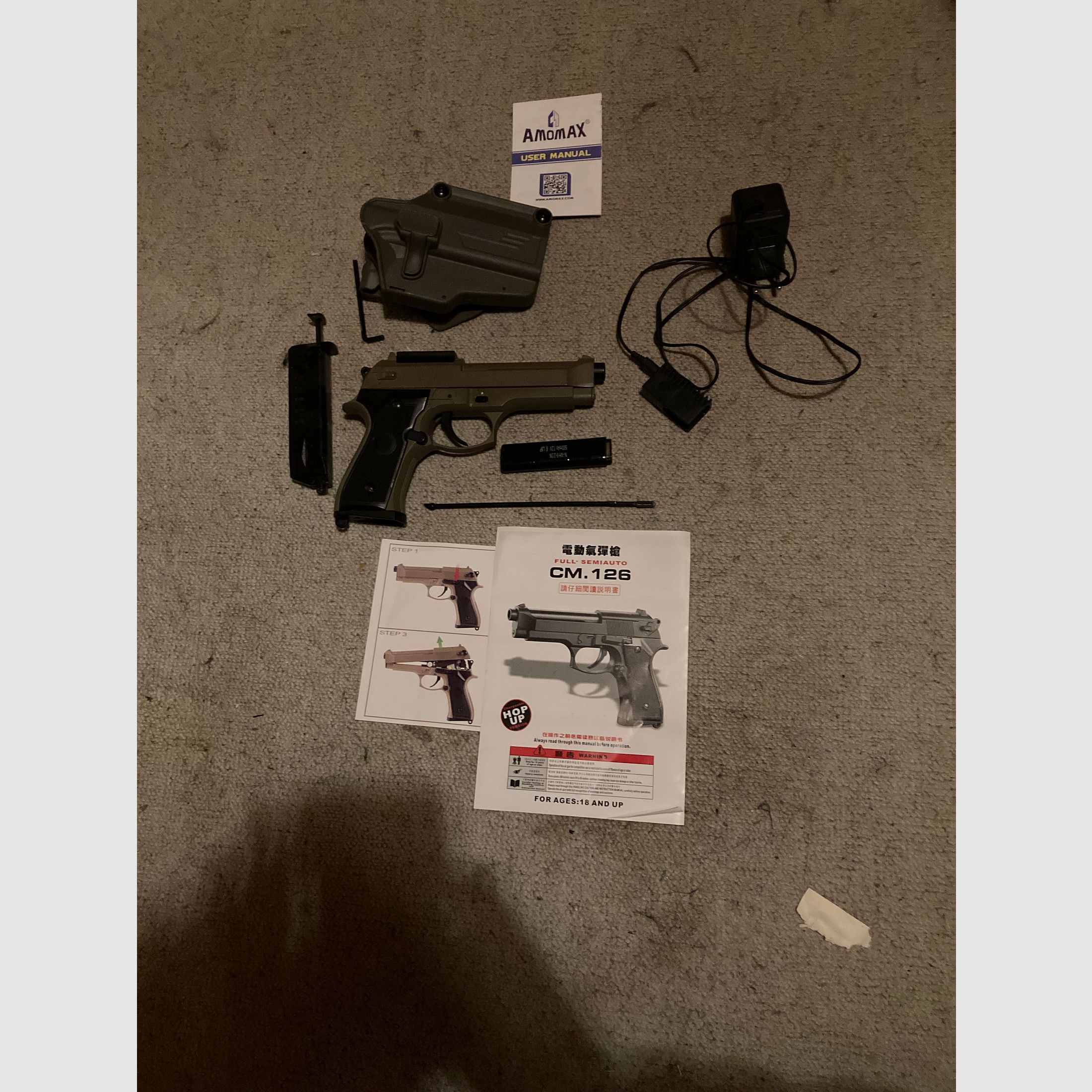 Cm 126 airsoftpistool met accessoires