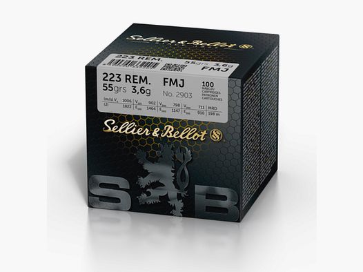 Sellier & Bellot 186962 .223 Rem. Pełnopłaszczowy BT 3,6g 55grs. 100 szt.