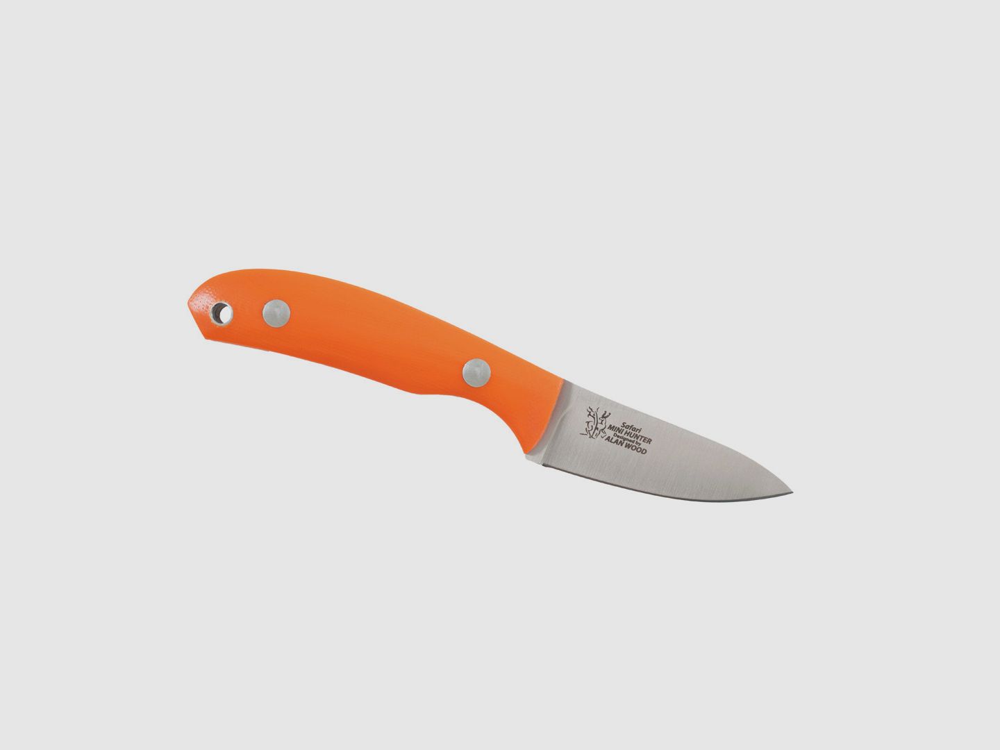Casström Safari Mini Hunter, Pomarańczowy G10, Skórzana pochwa
