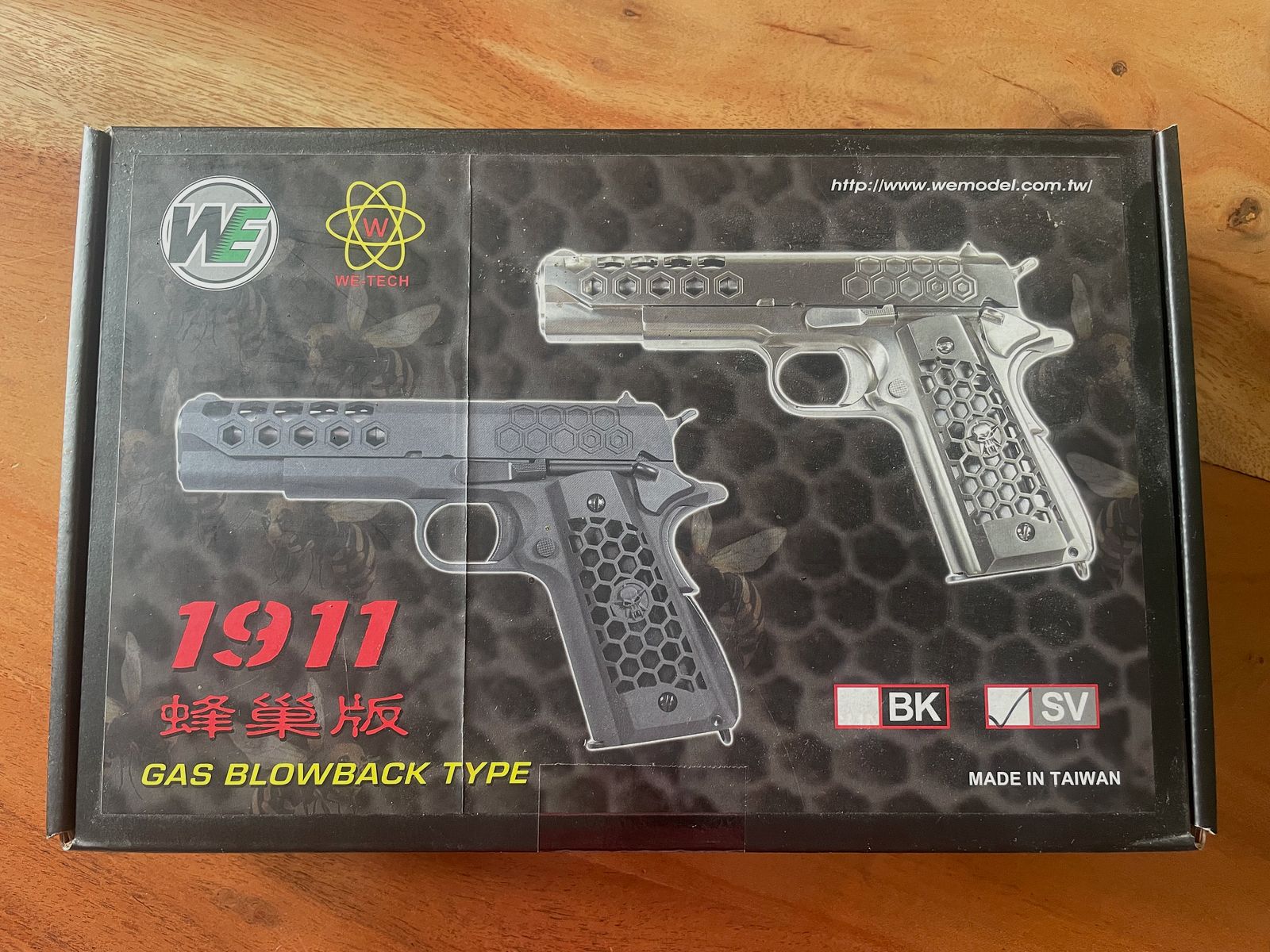 WE M1911 Hex Cut - GBB 6 mm, argent (pistolet AirSoft)
