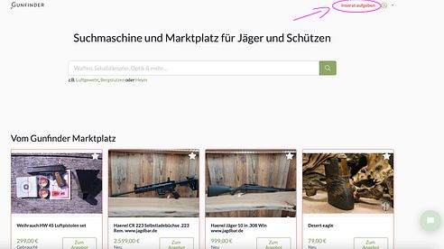 Gebrauchte Waffen verkaufen via Gunfinder.de