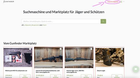 Gebrauchte Waffen verkaufen via Gunfinder.de