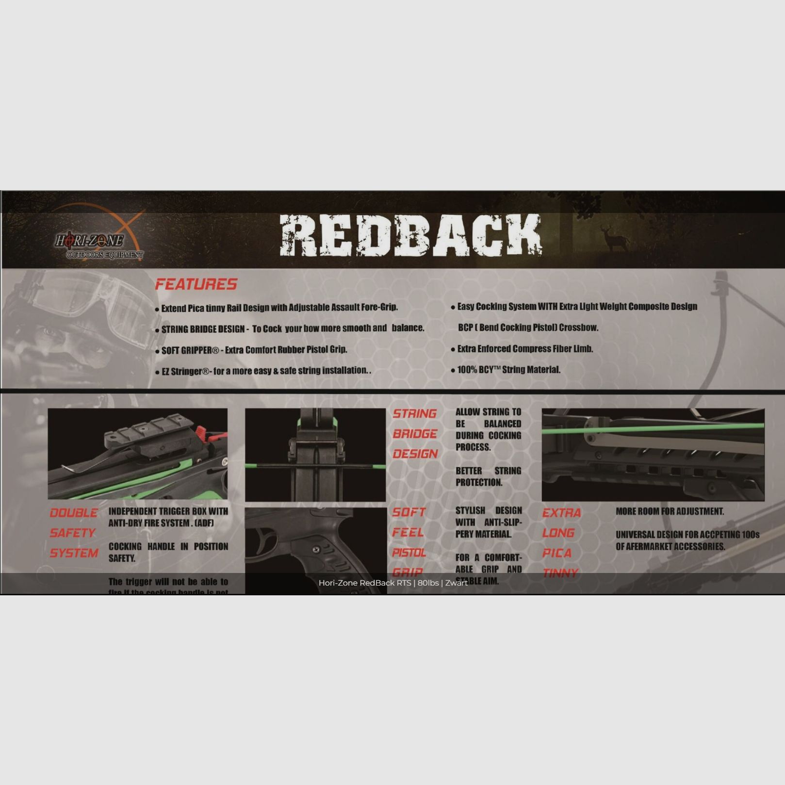 Brandneue Hori-Zone Redback 80 lbs Armbrust-Pistole