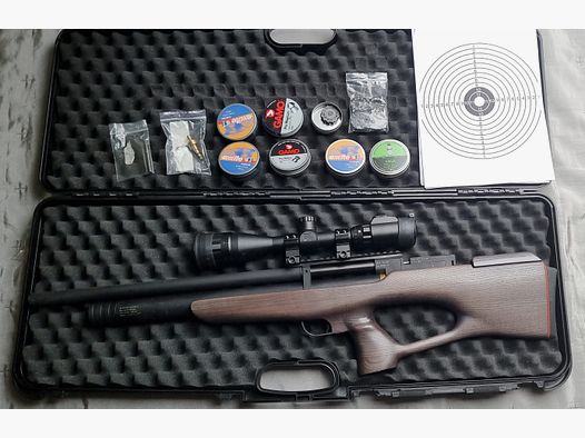 Kozak weapon air rifle Bullpup 4.5mm F version with 5 magazines, pump, optics 12x, diabolo pellets etc. Fresh from maintenance!