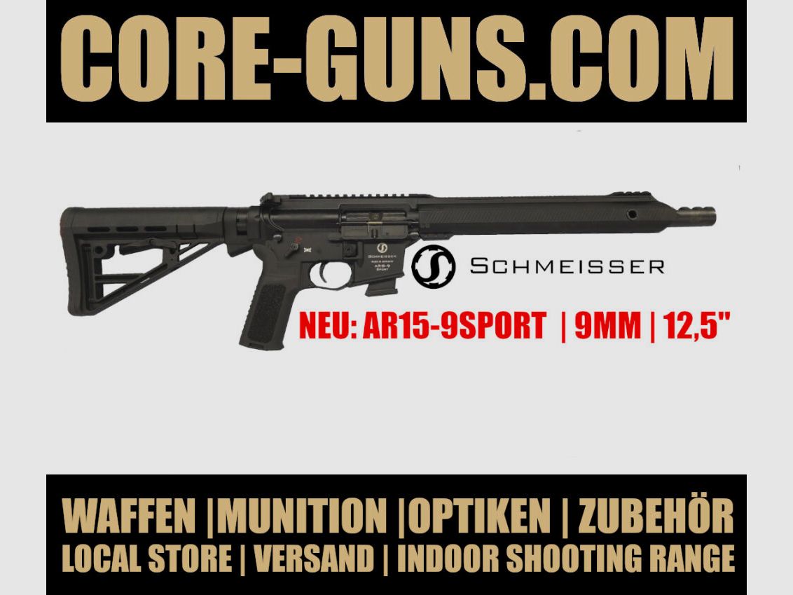 Schmeisser AR15-9 Sport S 12,5" LL kaliber 9mm Luger - wyprodukowano w Niemczech NOWE OD 2024 w tym nowy tłumik wylotowy cena detaliczna: 2199€