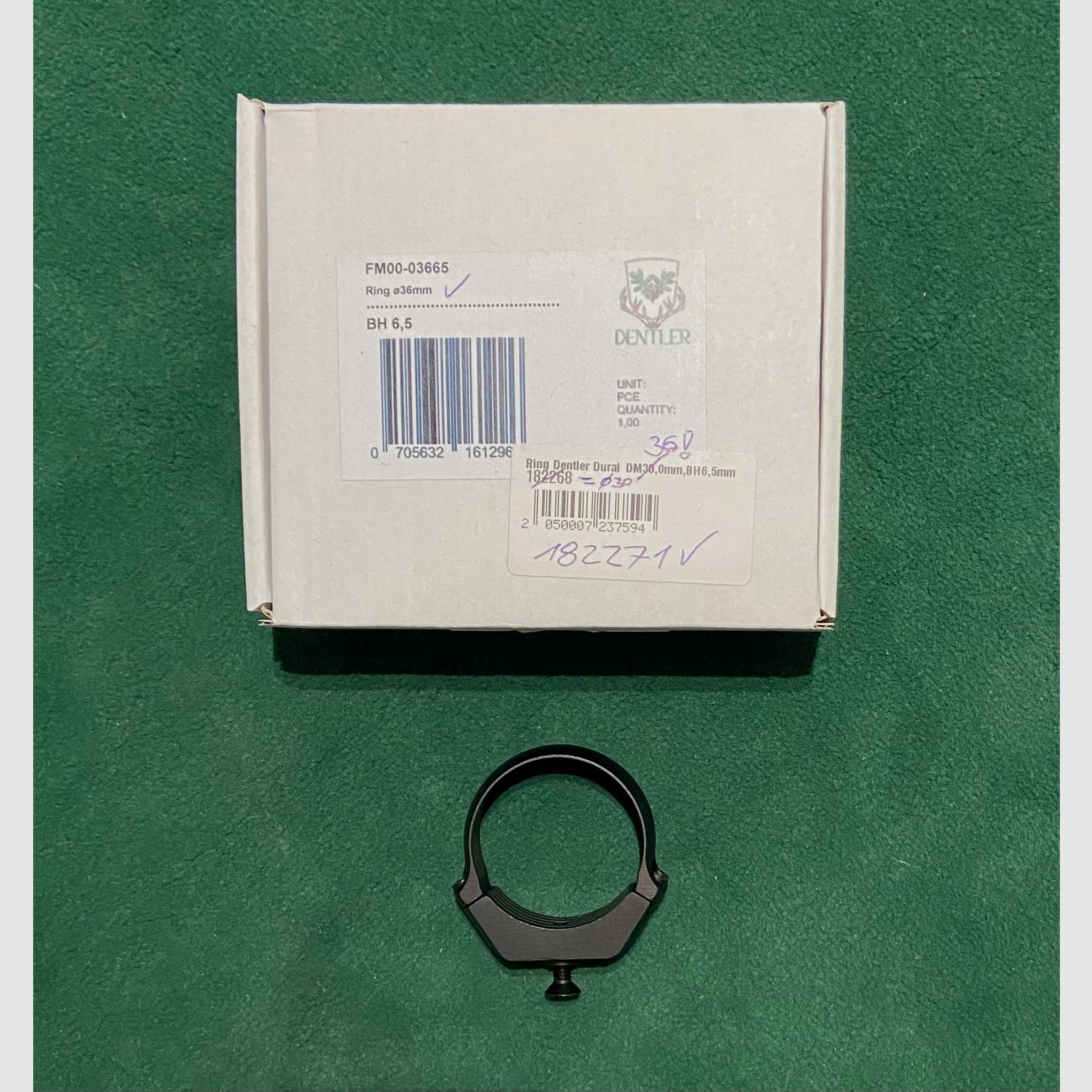 Dentler Montagering - 1x Modulring BASIS Ring Ø 36 mm BH = 6,5 mm (Aluminium)