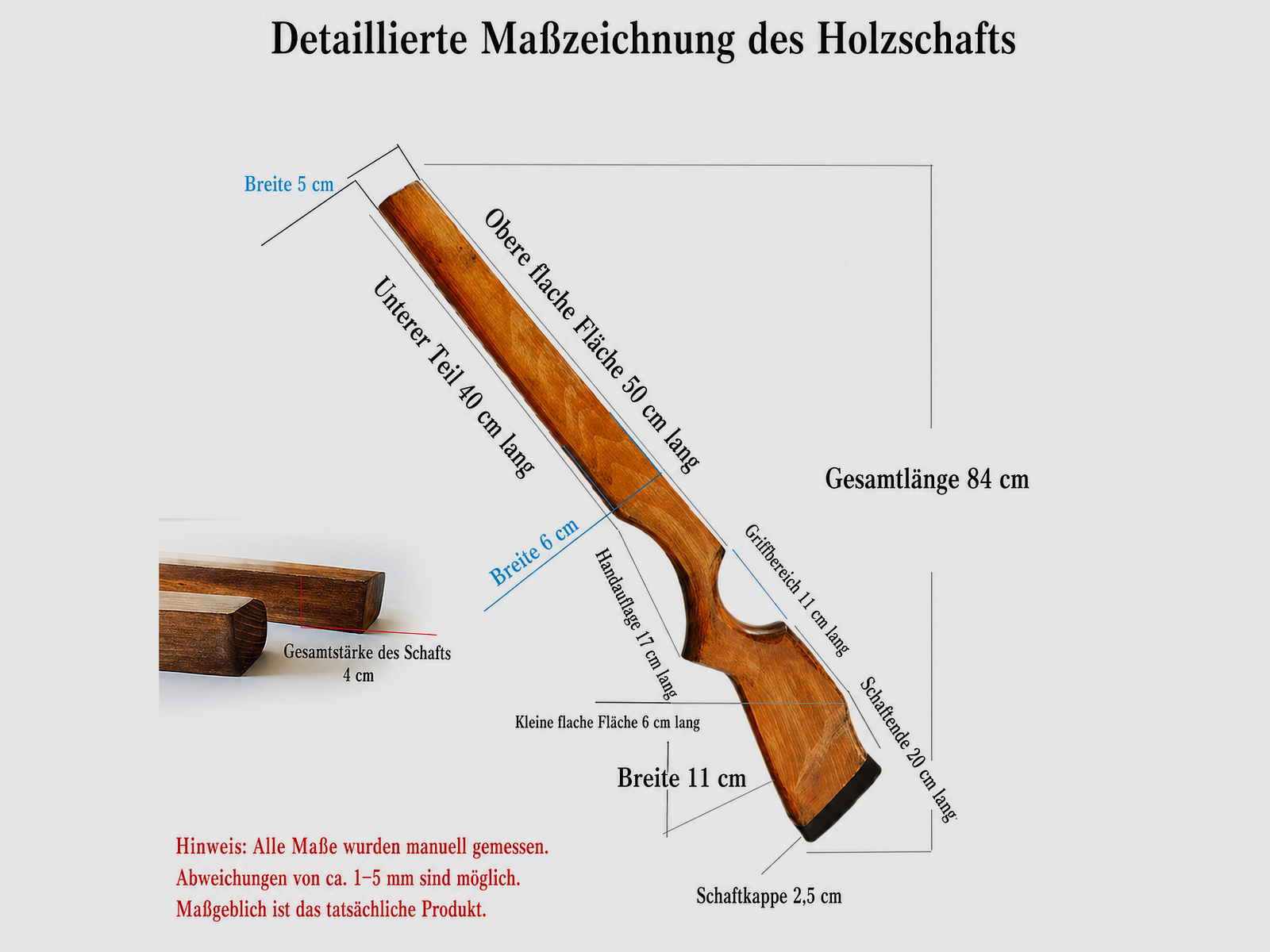 Demoschaft, Holzschaft aus Buchenholz, Gewehrschaft 