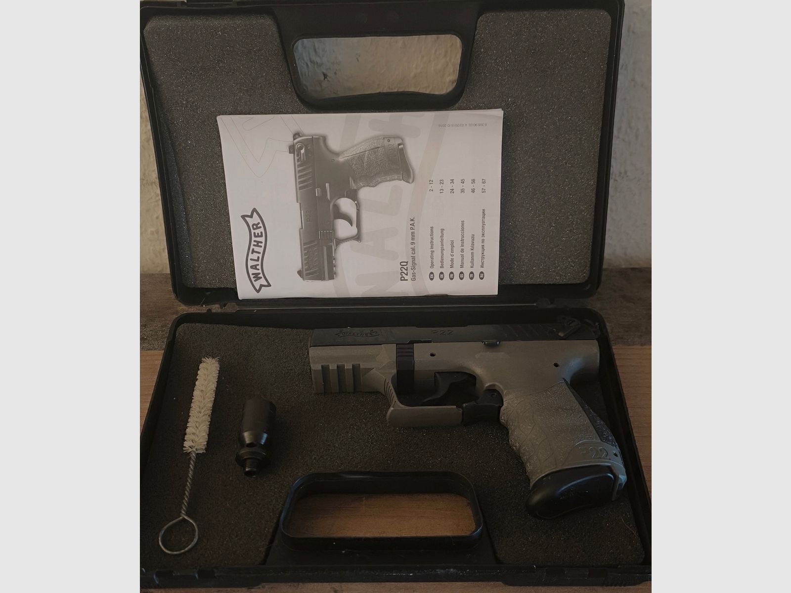 Gas & Schreckschuss Waffe -SRS 9mmPAK, Walther P22Q Sondermodell in Cerakote Meteor Gray, Ungeschossen, wie Neu!! 