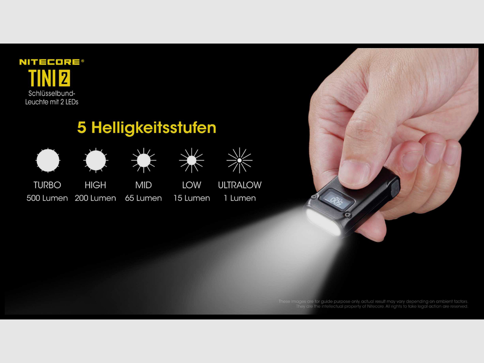 Nitecore TINI2 schwarz LED Taschenlampe 500 Lumen