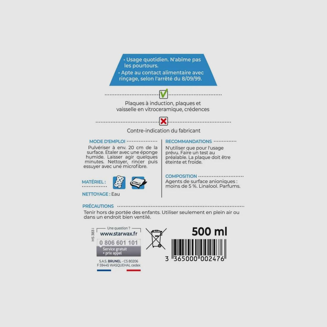 Detergente per induzione e vetroceramica 500ml Starwax, immagine 5 di 7