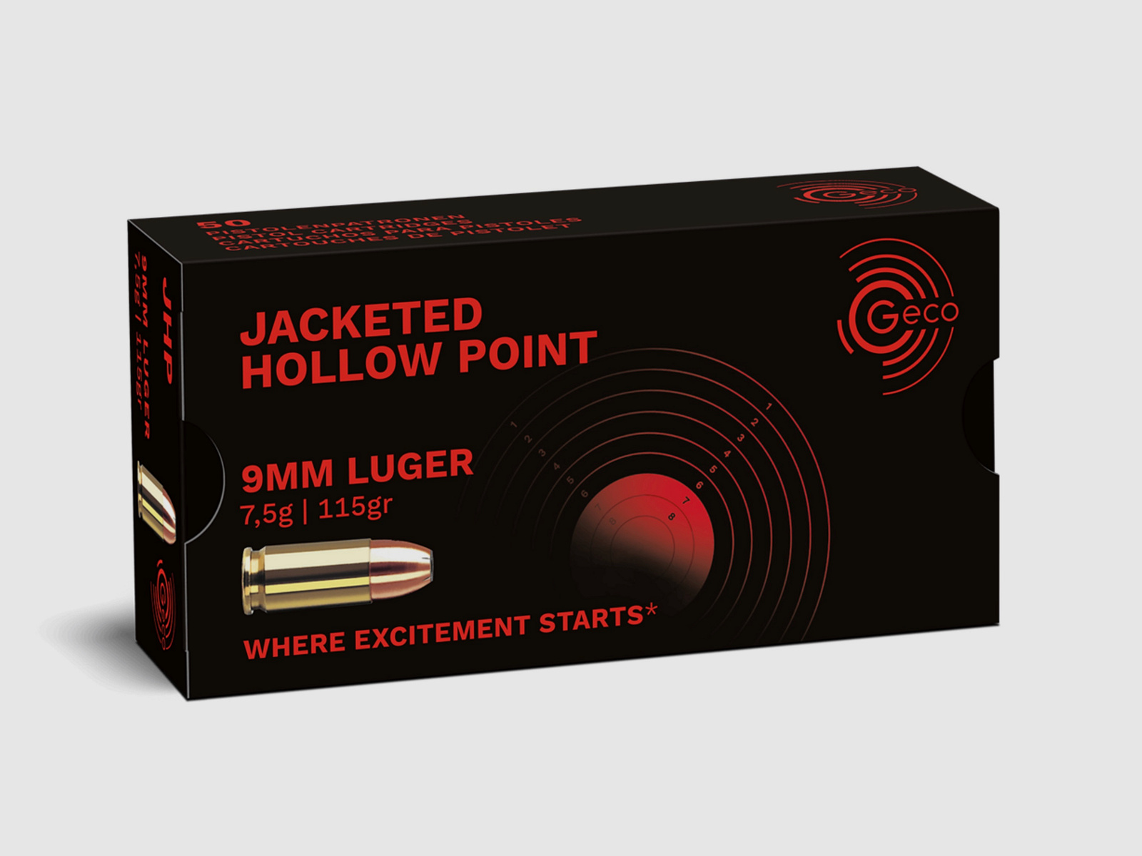 Geco 9 mm Luger 2317707 punta cava 7,5g 115grs. munizioni per armi corte