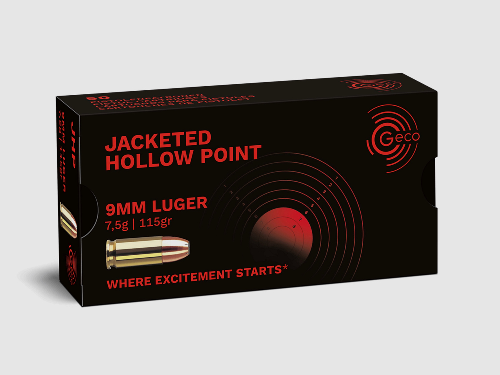 Geco 9 mm Luger 2317707 Hohlspitz 7,5g 115grs. Kurzwaffenmunition