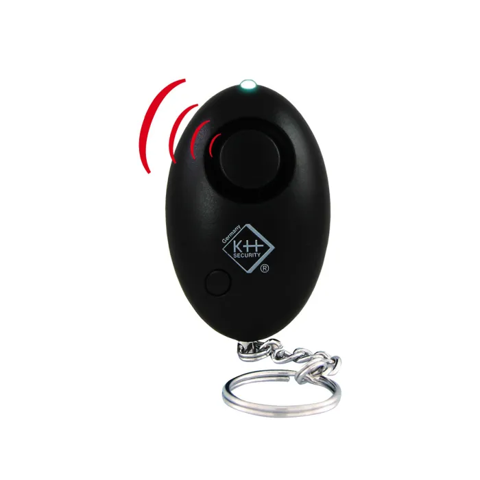 Allarme chiave in nero - incluso luce LED + cinturino a tracolla