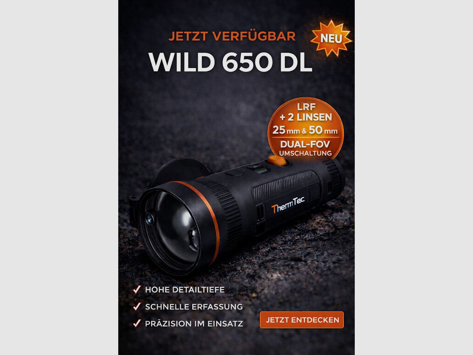 ThermTec WILD 650DL Pro – Dual-Field Wärmebildkamera mit LRF – NEU