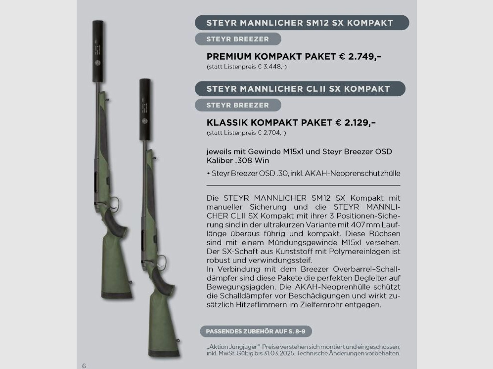Komplettpaket Waffe + Schalldämpfer Steyr Jungjägerpaket STEYR MANNLICHER SM12 SX KOMPAKT