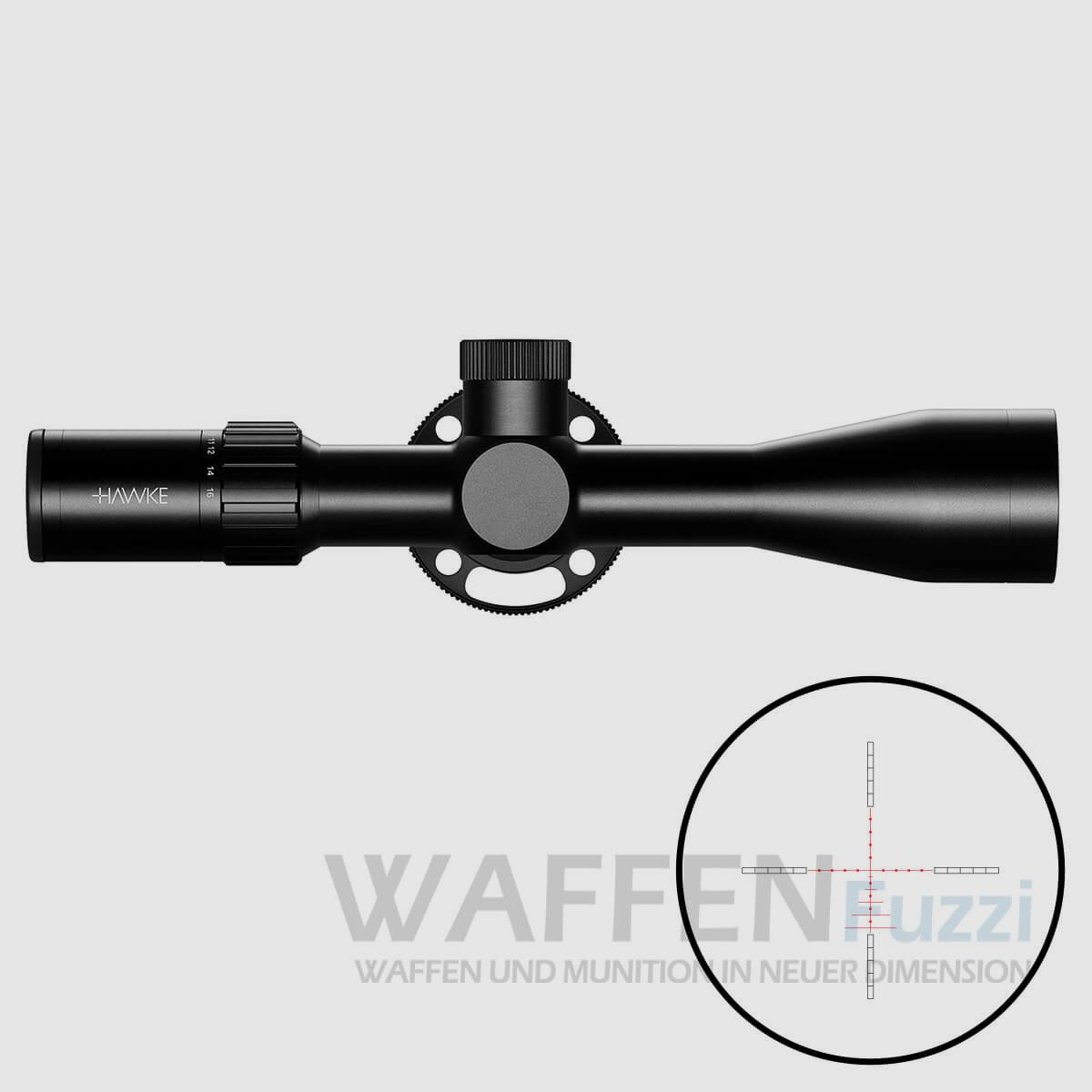 Hawke Airmax 30 SF Compact 4-16×44 AMX IR illuminated Mil Dot reticle - short eye relief