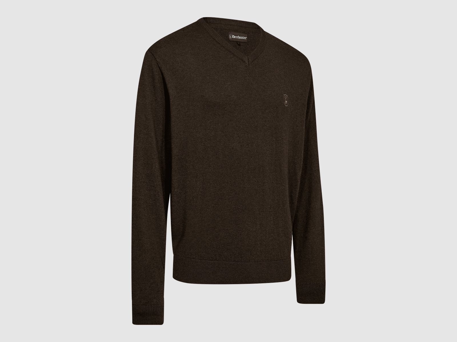Deerhunter Harrington V-neck Knit Brown melange 2XL