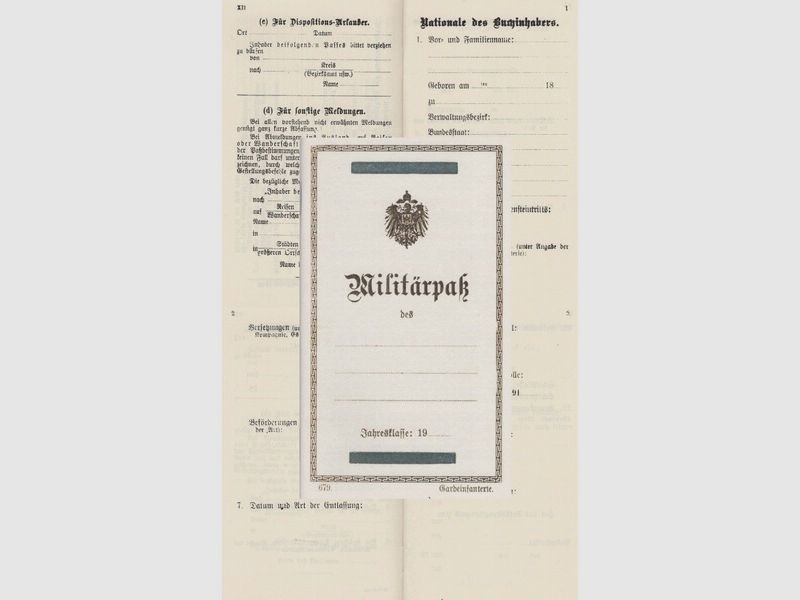 Nachdruck Militärpaß Gardeinfanterie blanko