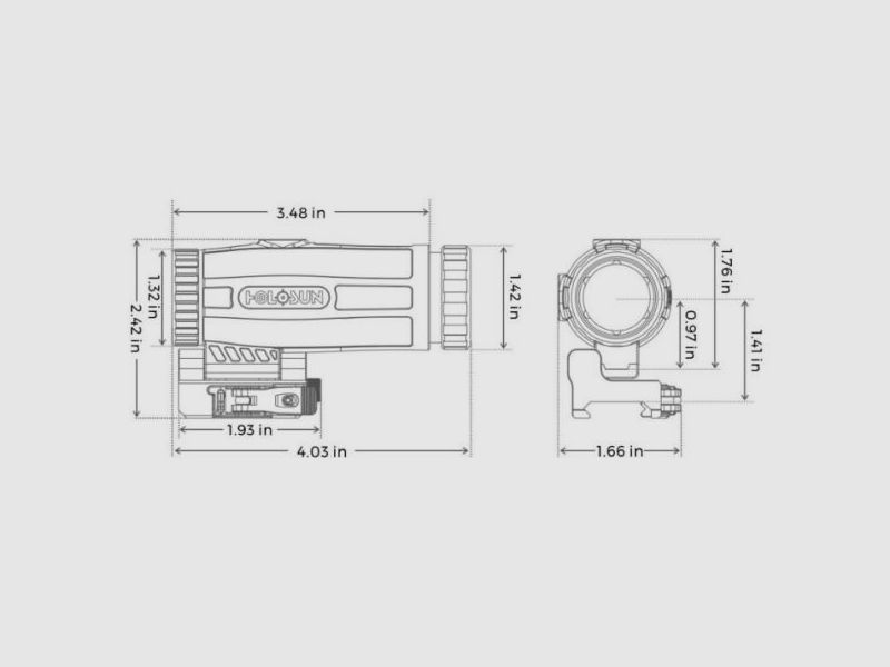 Holosun Roodpuntkijker Magnifier HM3X 3x Booster met Picatinny Flip-Montage