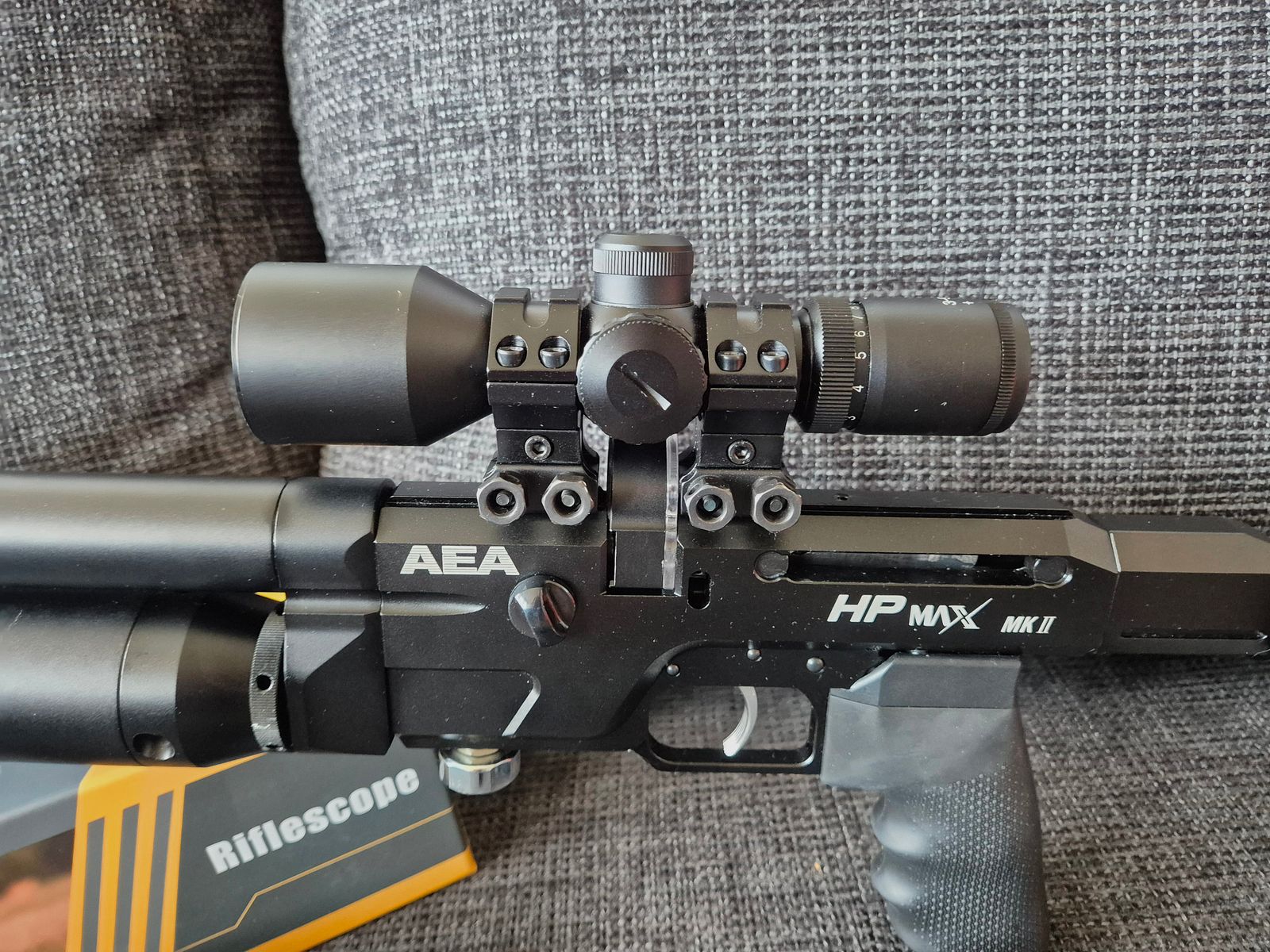 AEA HP Max MK2 9mm/.357 conjunto completo: 5 cargadores, 2 tanques, compresor VEVOR, ópticas y accesorios (GoGun 03/2025)