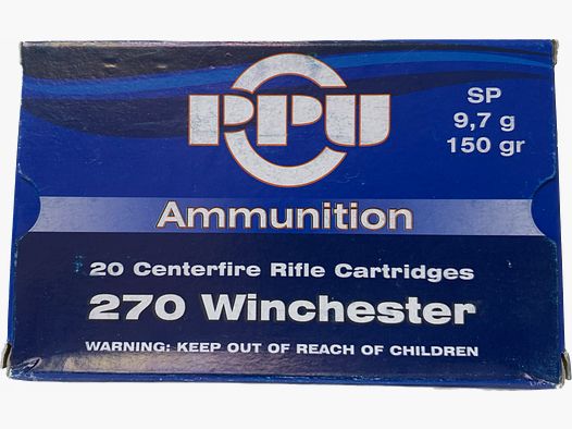 Büchsenpatronen PPU 270 Winchester SP 9,7g,150gr !!!