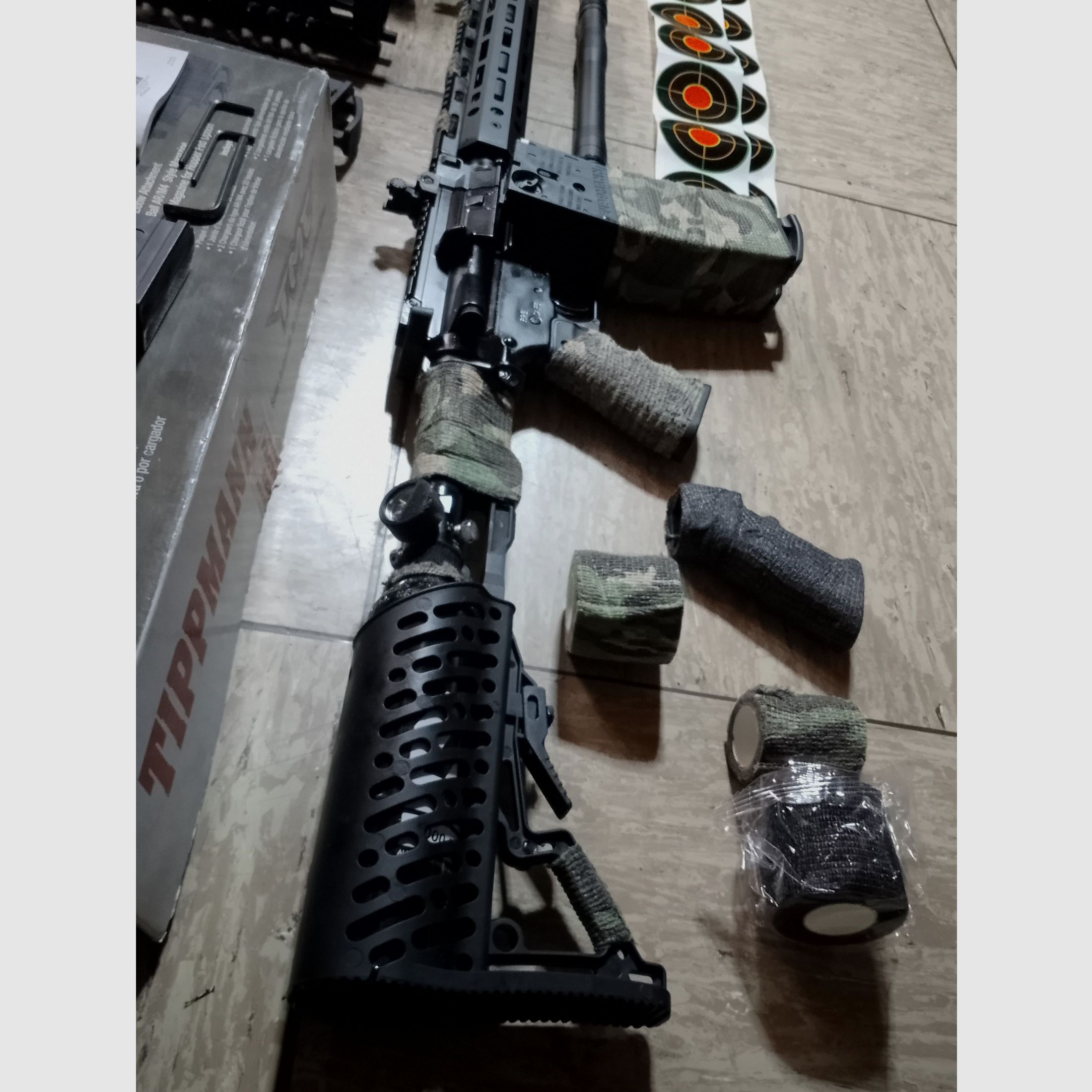 Tippmann Tmc Elite marker .68 accessories tuning barrel 1000 pcs. paintballs cal 68 set LED lamp 3 magazines mask original packaging