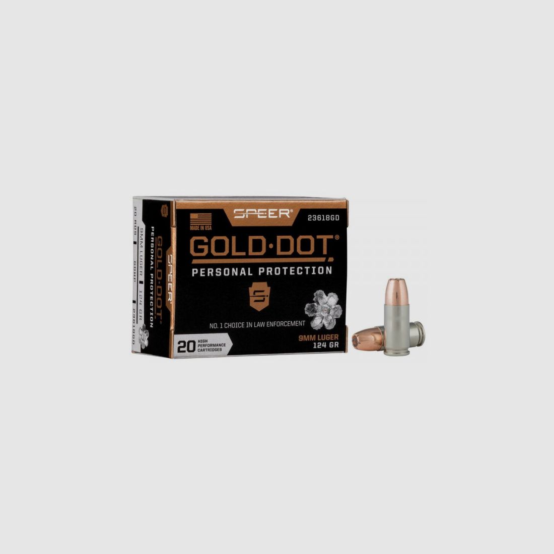 SPEER GOLD DOT - .9MM LUGER - 124 GRS - GDHP HOHLSPITZMUNITION - 20 SCHUSS