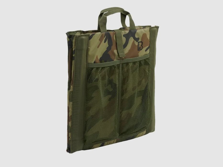 Folding seat with carrying handle + mesh pocket for 2 drink bottles - US Woodland